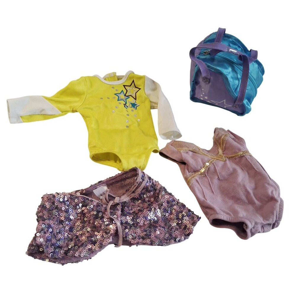 American Girl Doll Clothes & Accessories: Yellow Star Leotard Pink Sequin Skirt